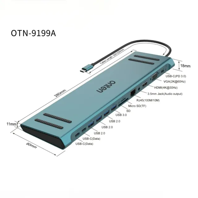 Docking Station Onten Type-C Multifunction 13 IN 01 OTN 9199A