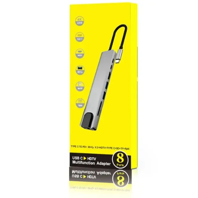 Adapter Type-C to 8-in-1 Box Black / Yellow