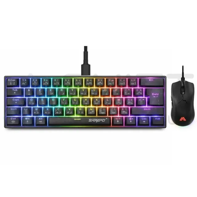 Keyboard and Mouse Set Sarepo GK-61 Switch Red