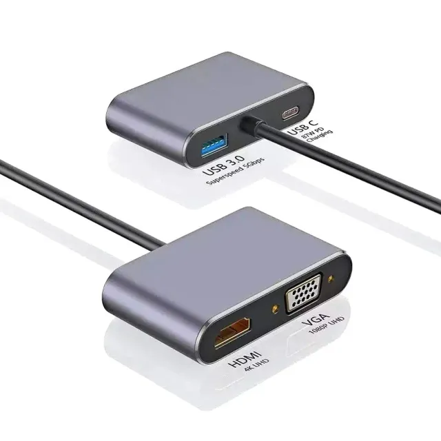 Adapter Type-C to HDM/VGA/USB 3/Type C 4-in-1